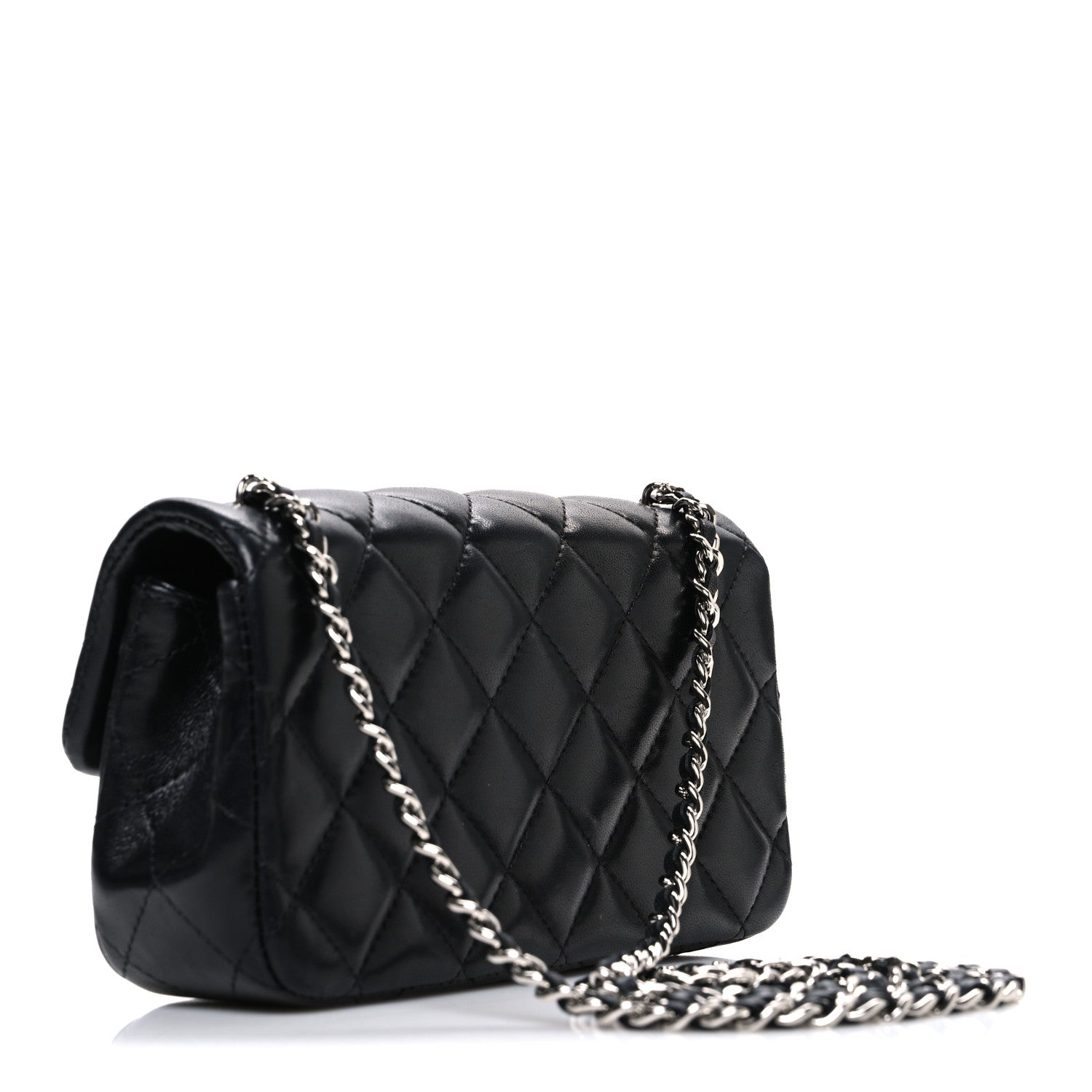 Chanel Lambskin Quilted Extra Mini Rectangular Flap Black