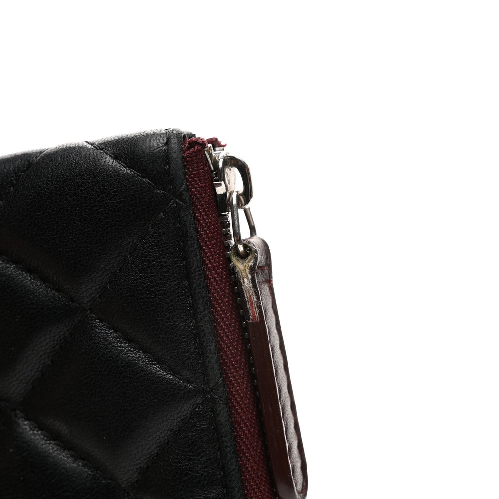 Lambskin Quilted Small Cosmetic Case Black