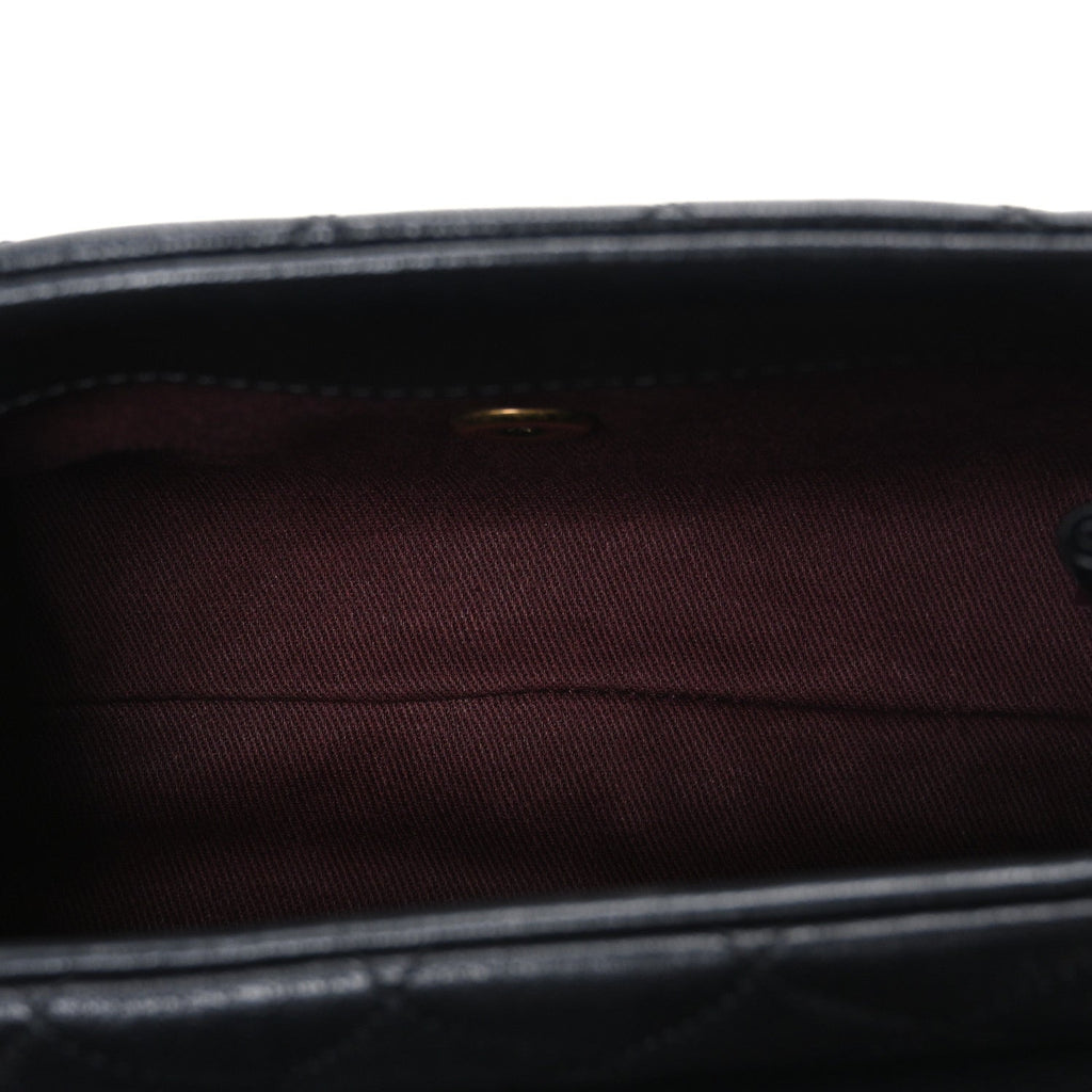 Chanel Shiny Sheepskin Quilted Mini Trapezio Flap Black