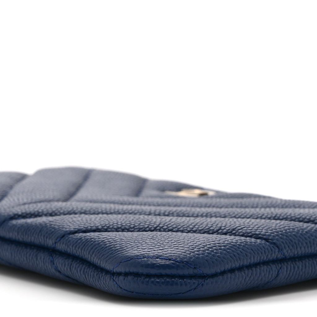 Caviar Chevron Quilted Small Ancient Greek Charms Cosmetic Case Blue