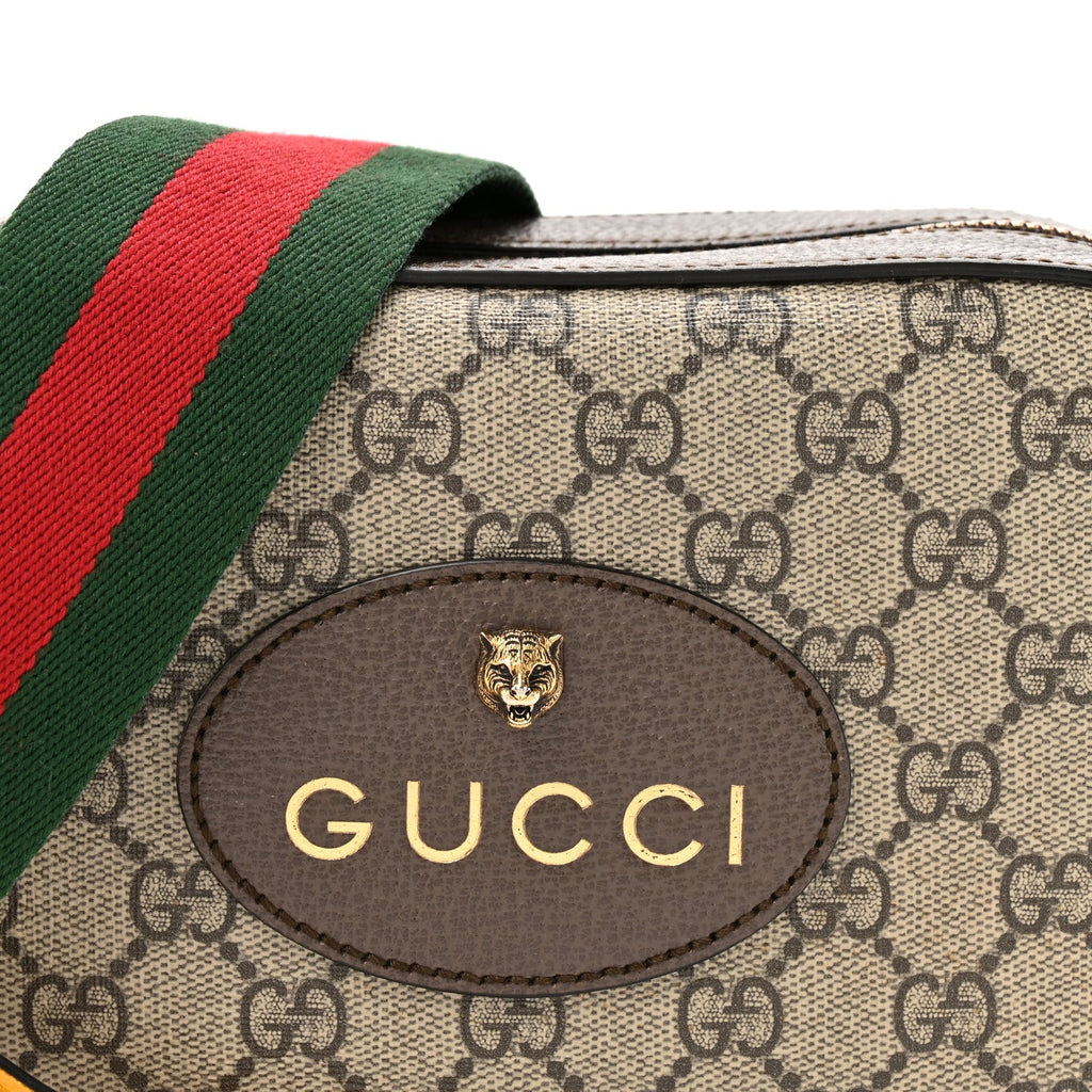 Gucci GG Supreme Monogram Web Neo Vintage Shoulder Bag Beige New Acero Crop