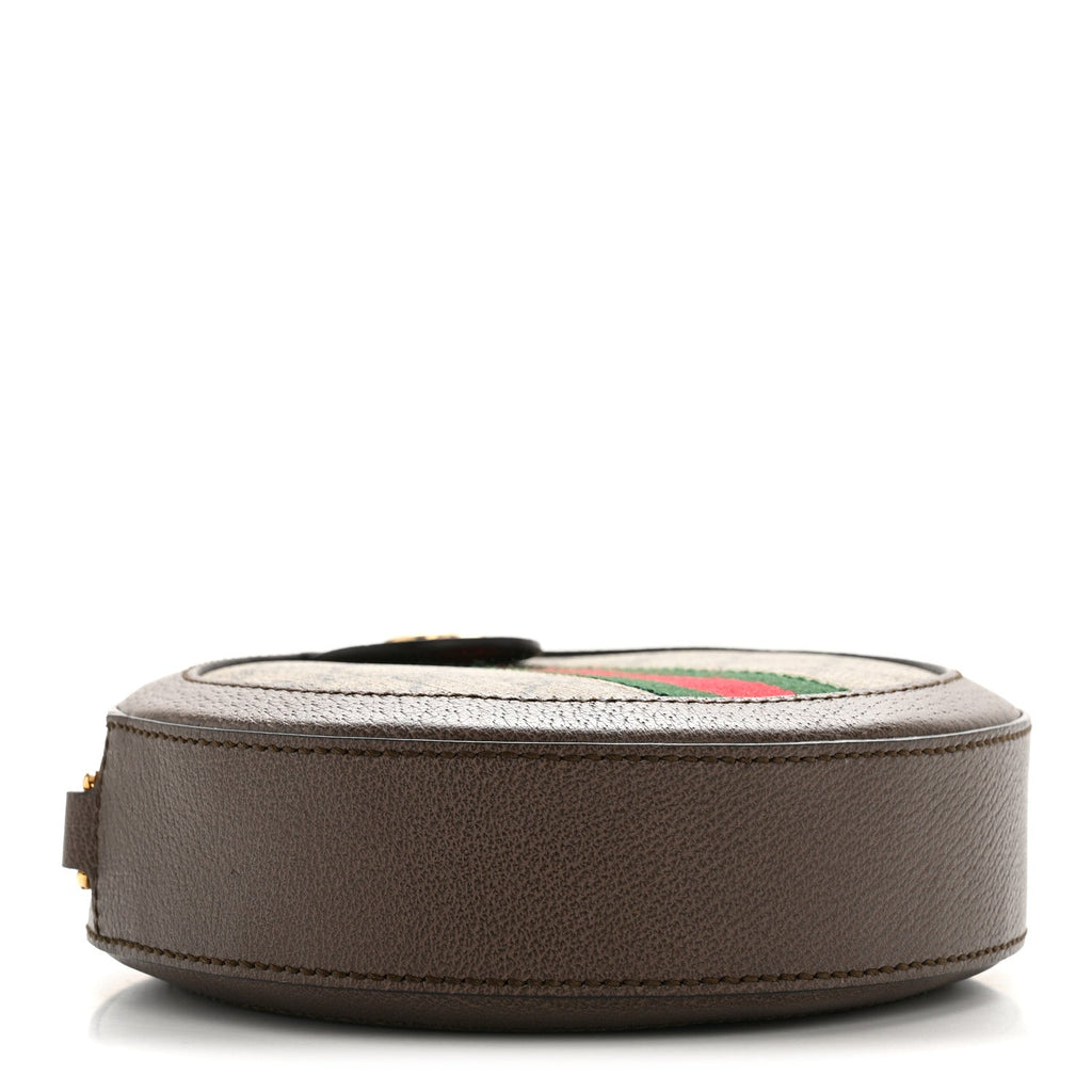 Gucci GG Supreme Monogram Web Mini Ophidia Round Shoulder Bag Brown