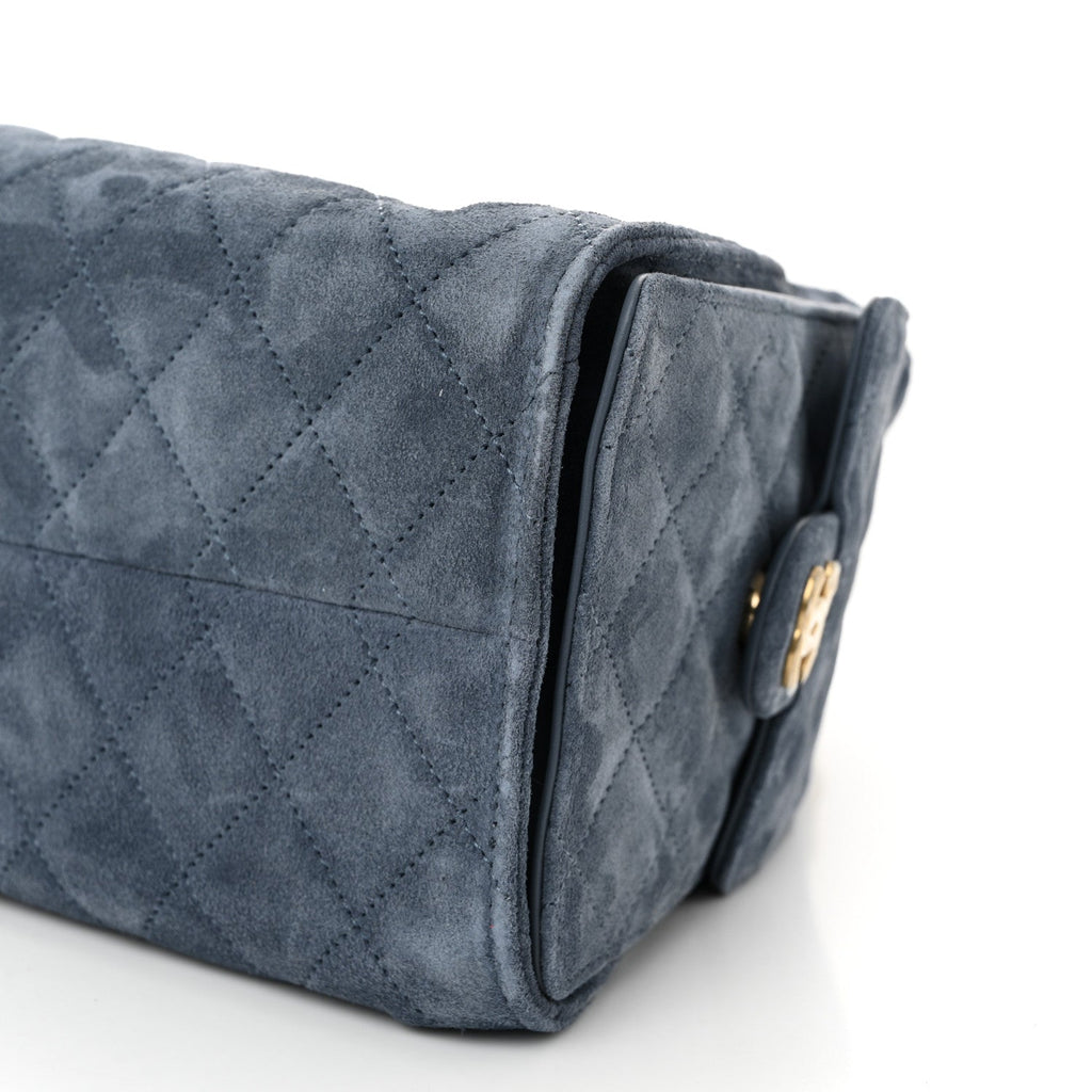 Chanel Suede Quilted Small Chanel 25 Handbag Blue
