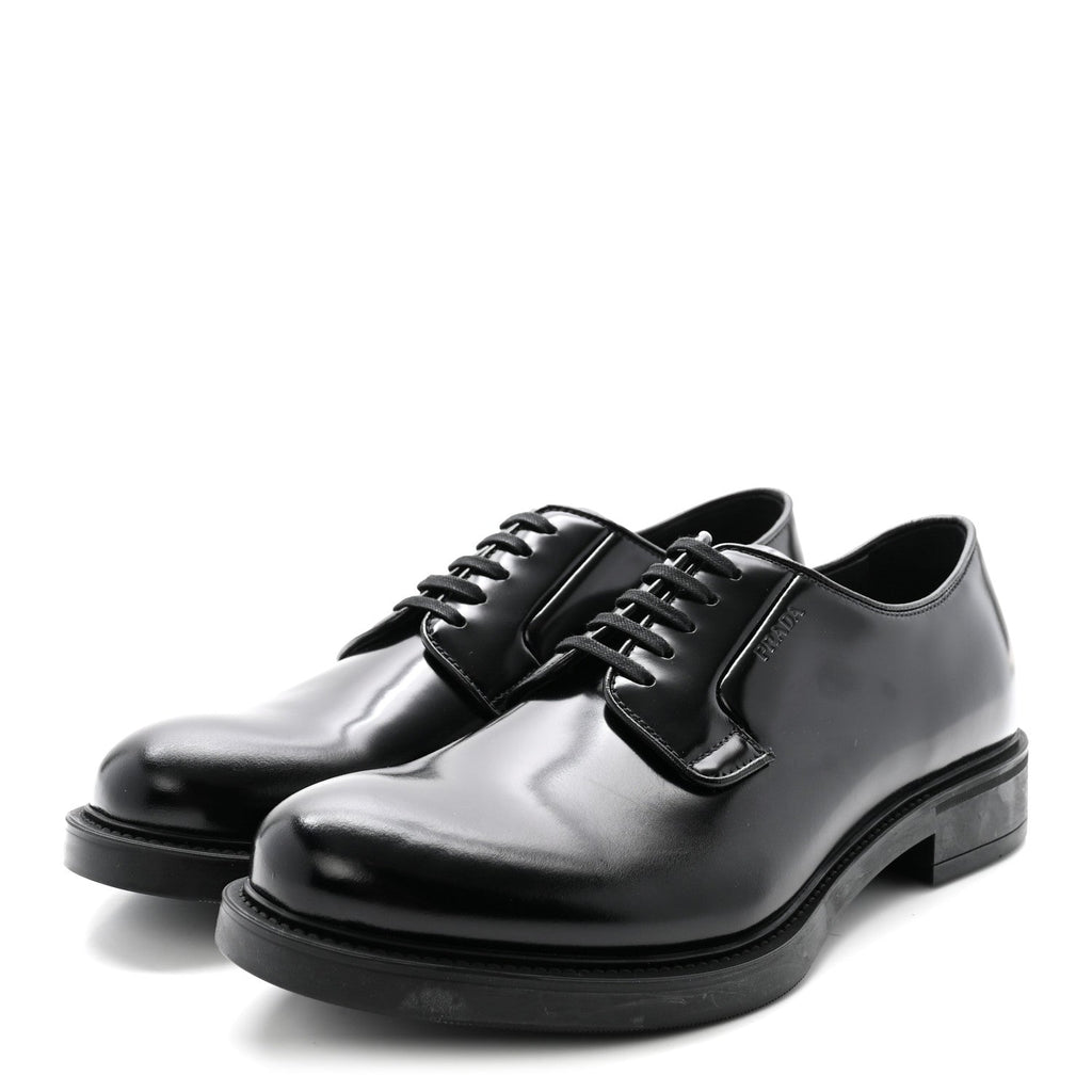 Prada Spazzolato Mens Derby Loafers 7.5 Black