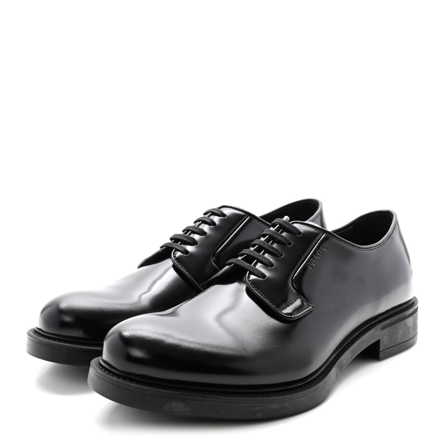 Prada Spazzolato Mens Derby Loafers 7.5 Black