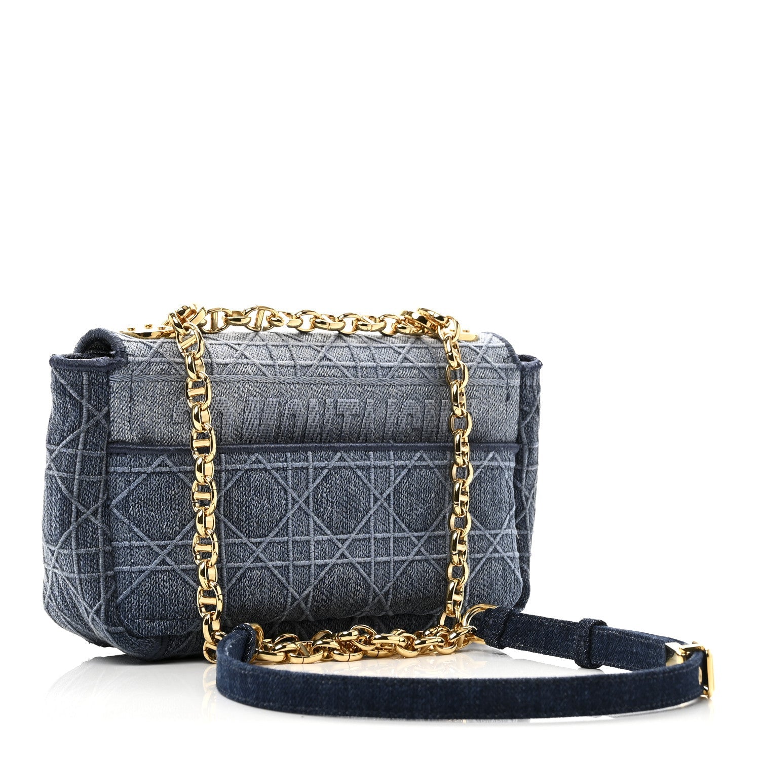 Christian Dior Denim Cannage Small Caro Bag Blue