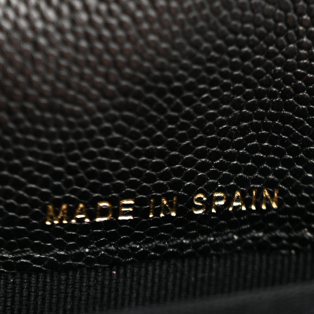 Caviar Quilted CC Flap Card Holder Black