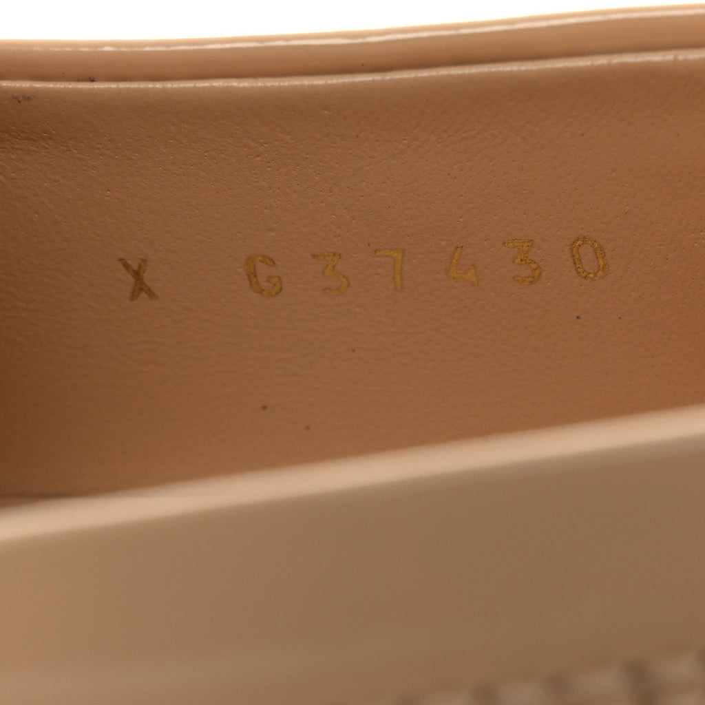 Chanel Shiny Calfskin Logo Loafers 40 Beige