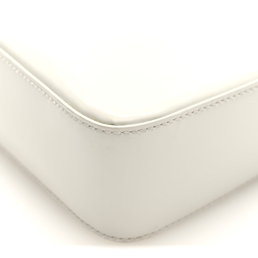 Prada Spazzolato Triangle Small Double Handle Crossbody Tote White