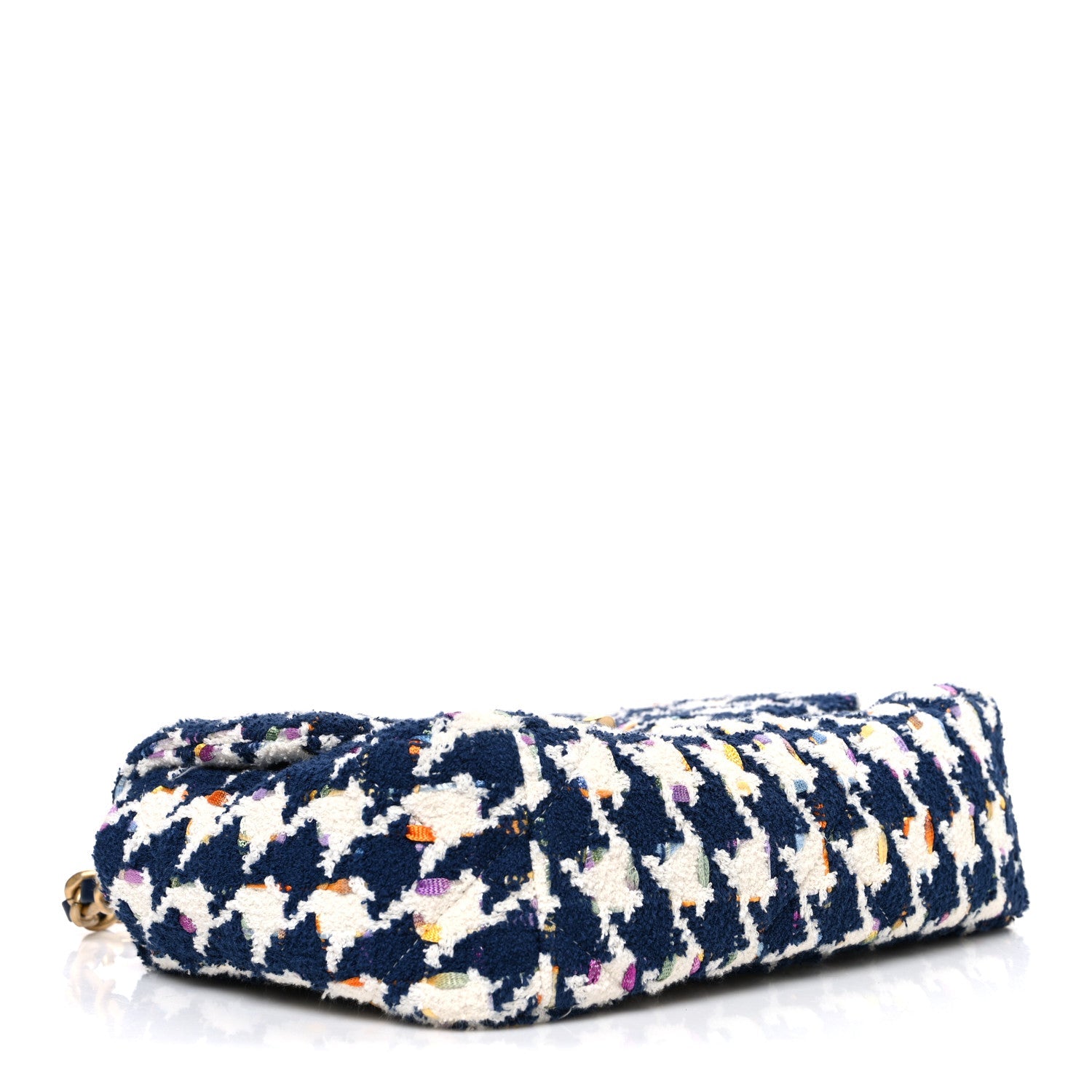 Chanel Tweed Quilted Medium Chanel 19 Flap Ecru Navy Blue Multicolor