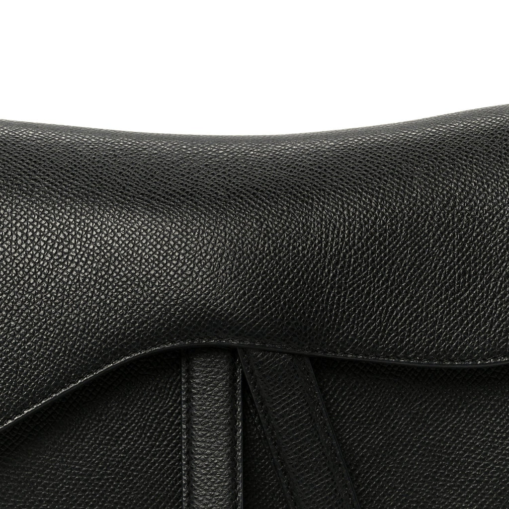 Christian Dior Grained Calfskin Saddle Bag Black