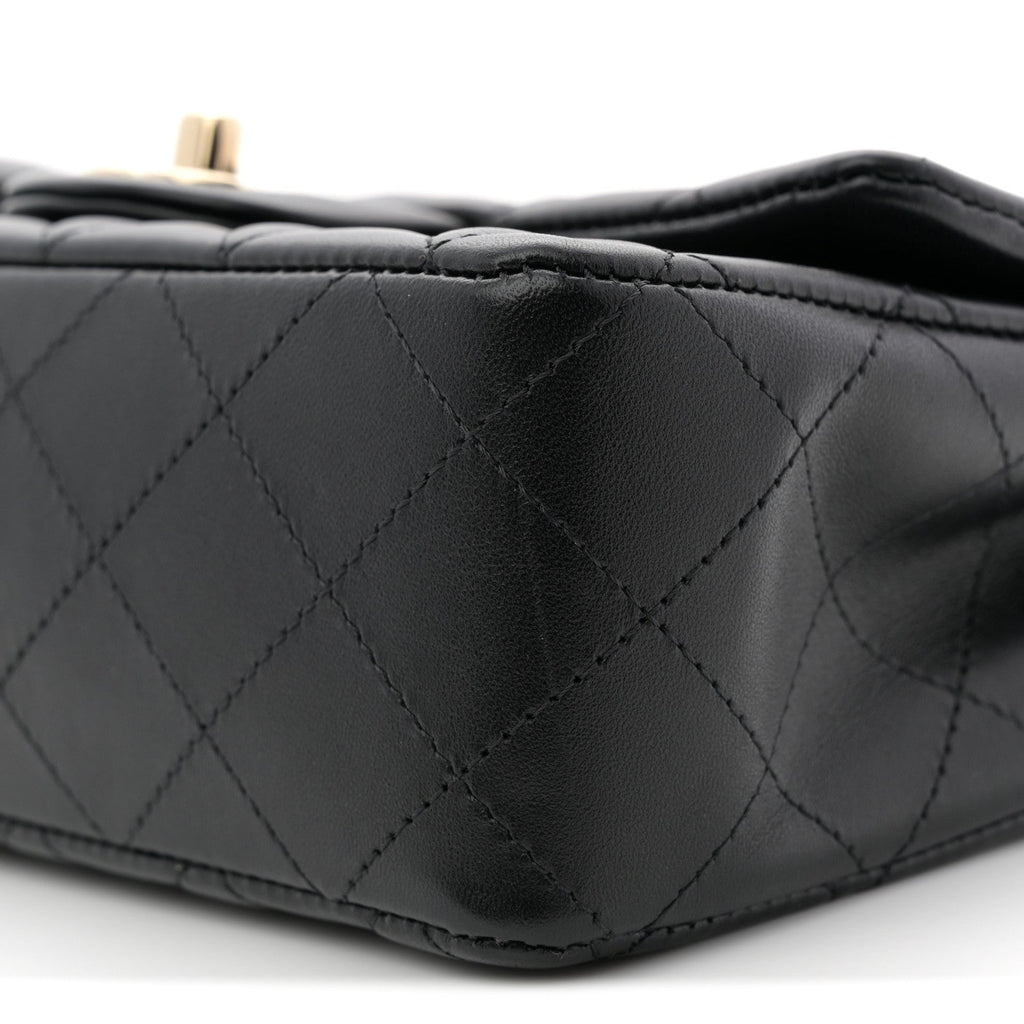 Chanel Lambskin Quilted Mini Rectangular Flap Black