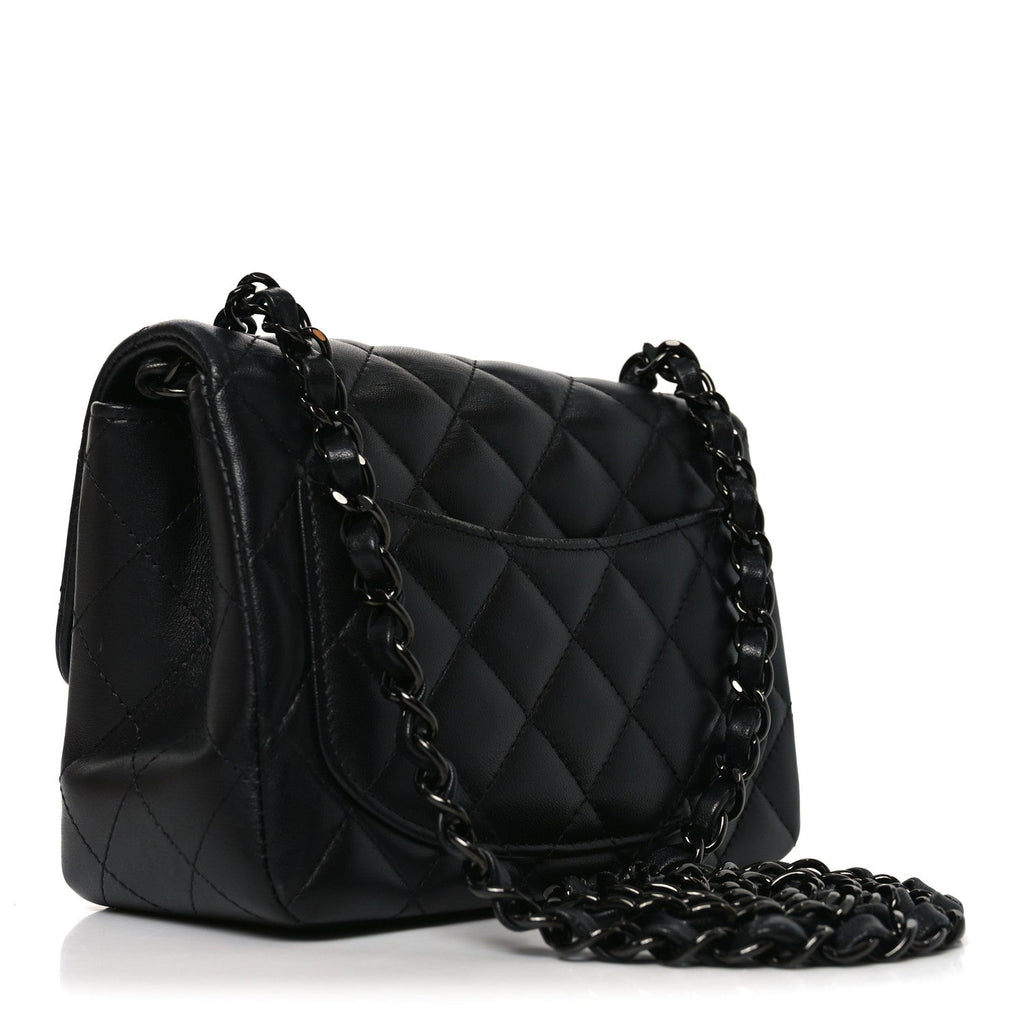 Chanel Lambskin Quilted Mini Square Flap So Black
