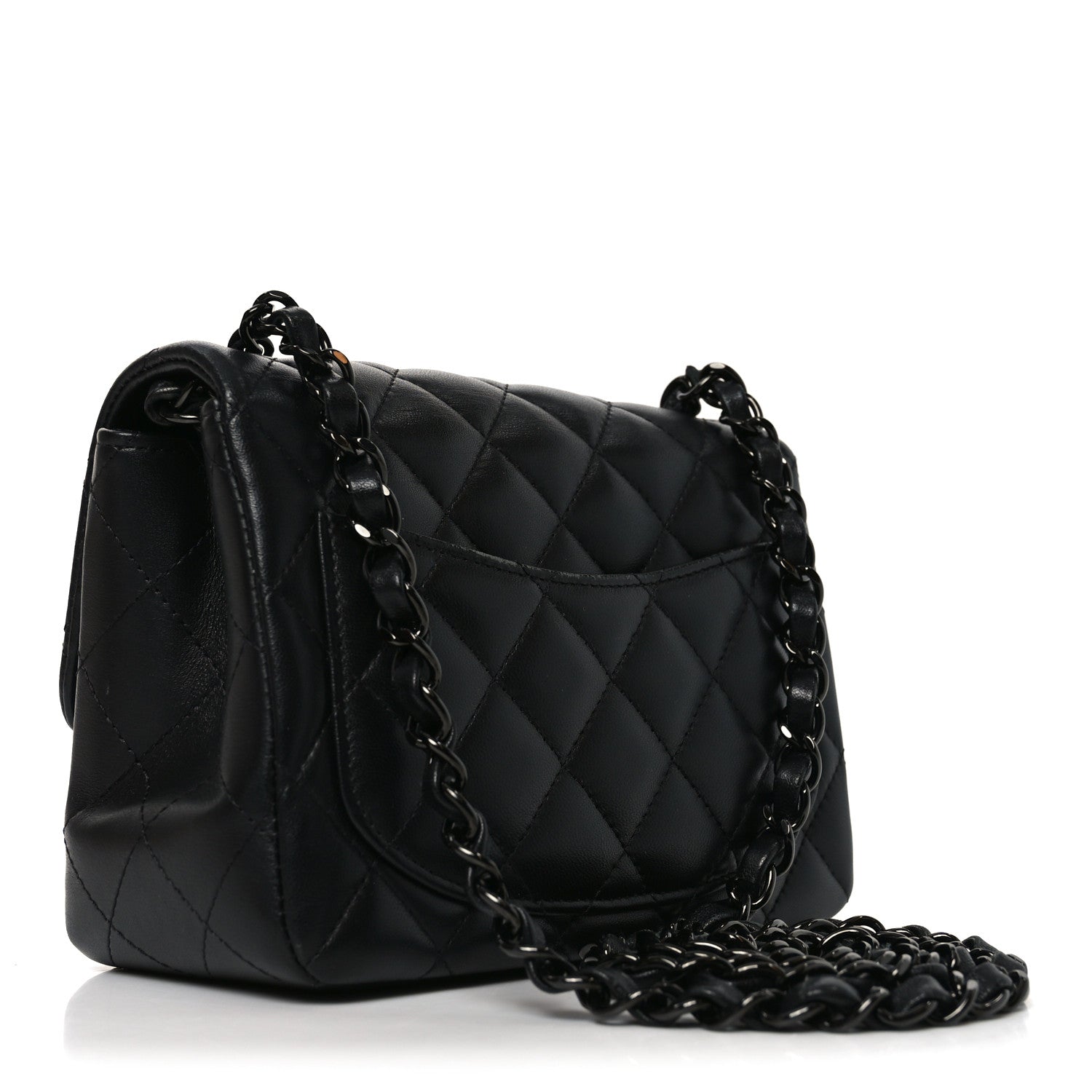 Chanel Lambskin Quilted Mini Square Flap So Black