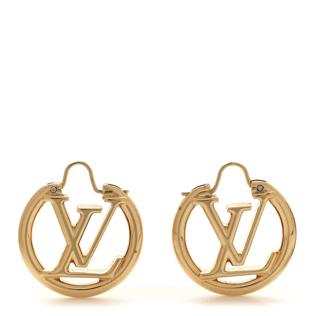 Louis Vuitton Metal Small Louise Hoop Earrings Gold