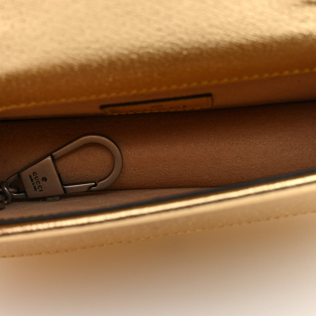 Gucci Metallic Calfskin Super Mini Dionysus Shoulder Bag Gold