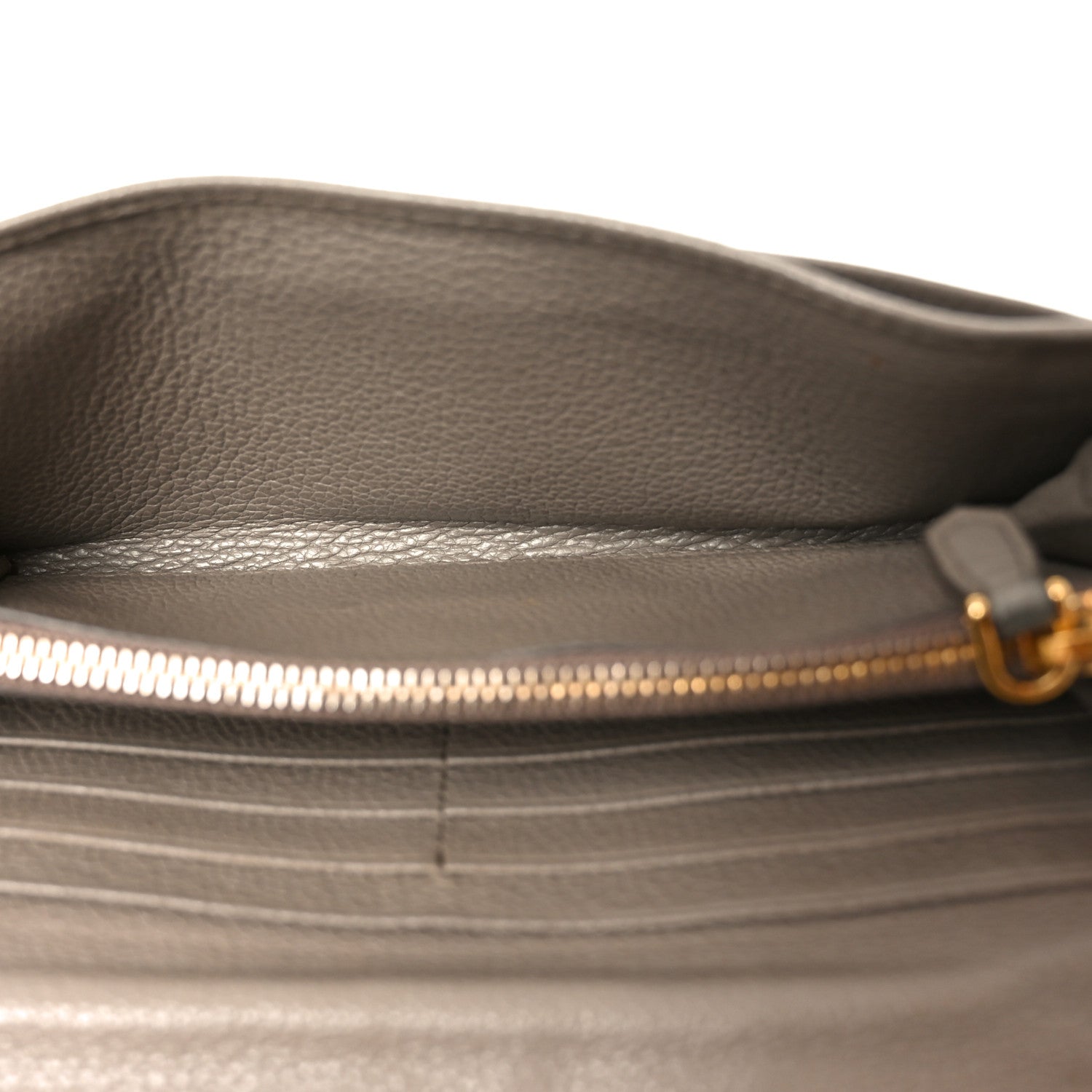 Prada Vitello Daino Metal Continental Flap Wallet Argilla