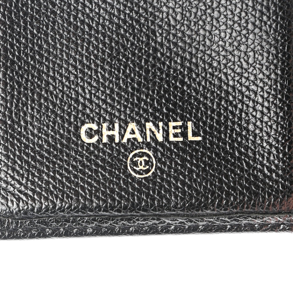 Grained Calfskin CC Button Yen Wallet Black