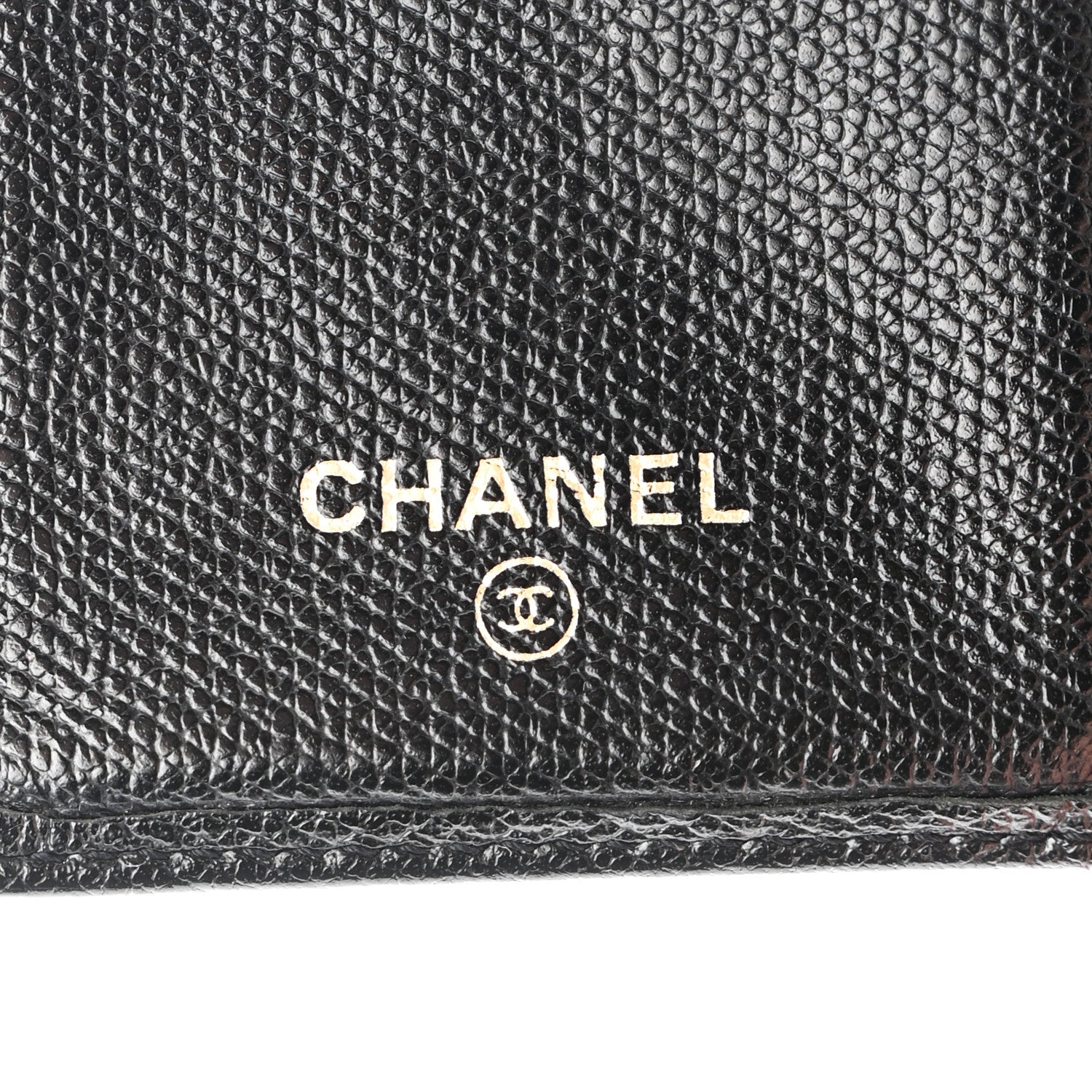 Grained Calfskin CC Button Yen Wallet Black