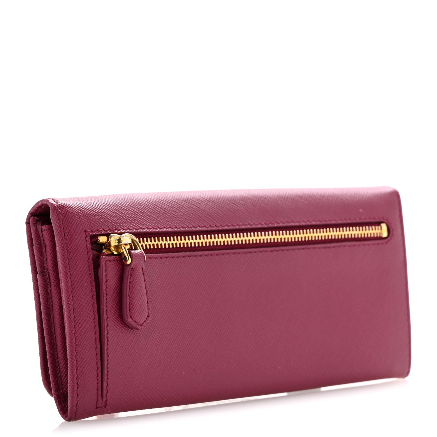 Prada Saffiano Metal Continental Flap Travel Wallet Ametista