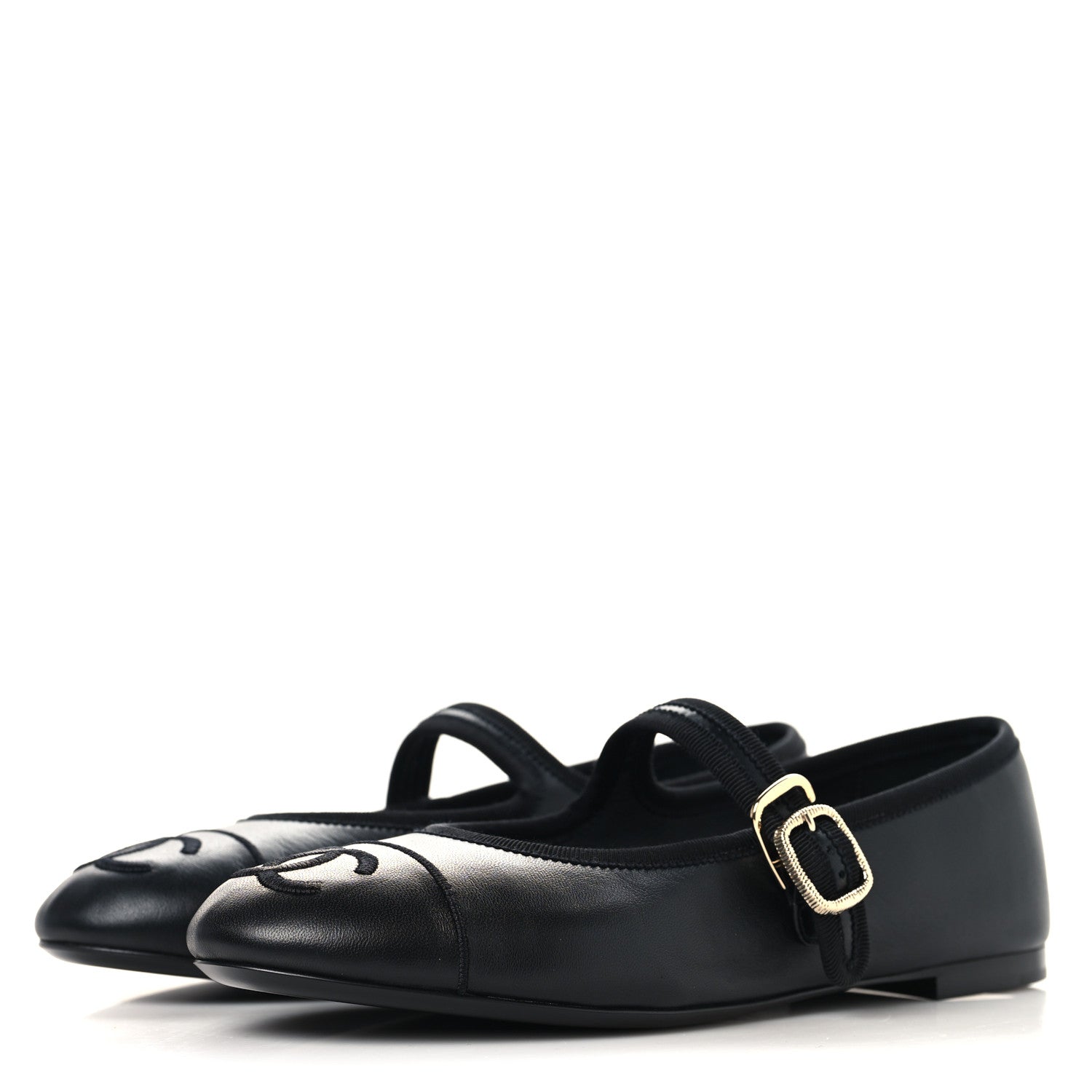 Lambskin Mary Jane Flats 37.5 Black