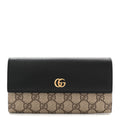 Gucci Dollar Calfskin GG Supreme Monogram GG Marmont Continental Wallet Black Beige Ebony