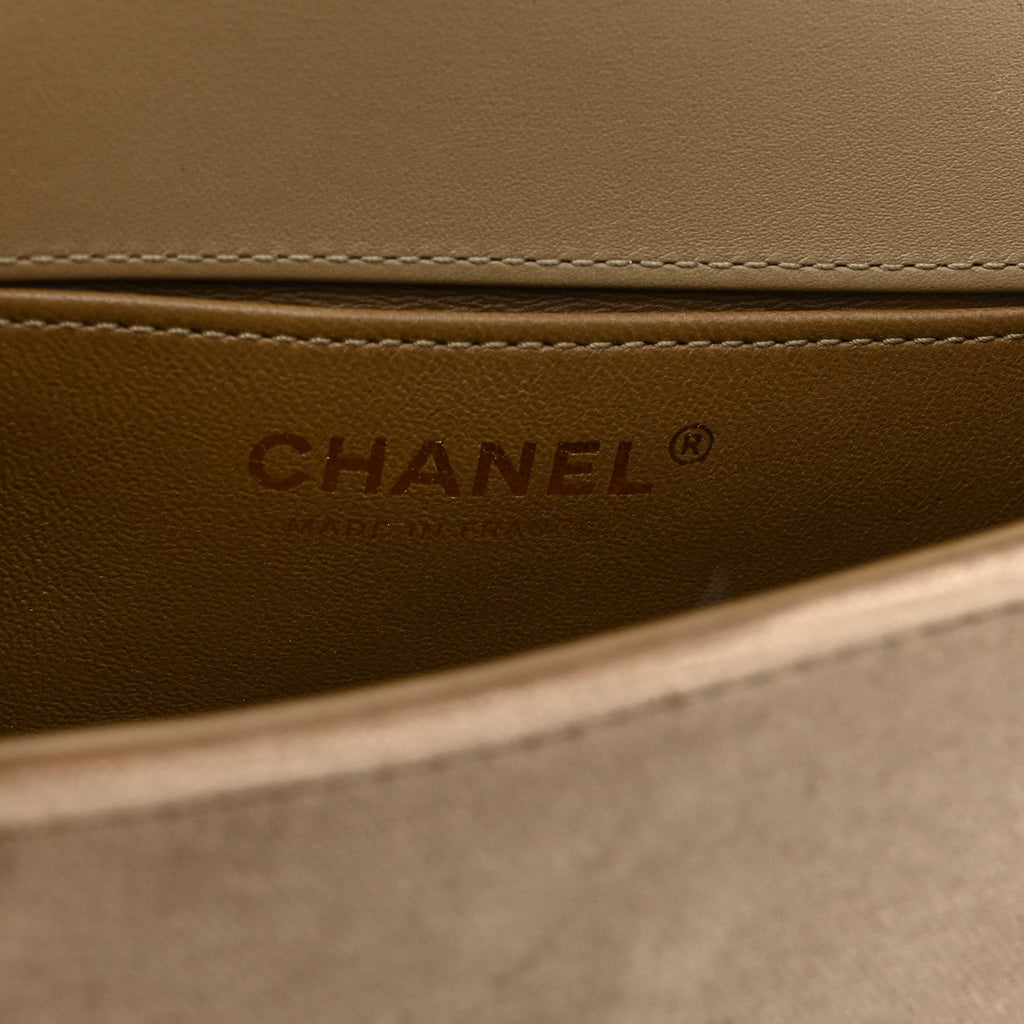 Chanel Velvet Quilted Small Boy Messenger Bag Beige