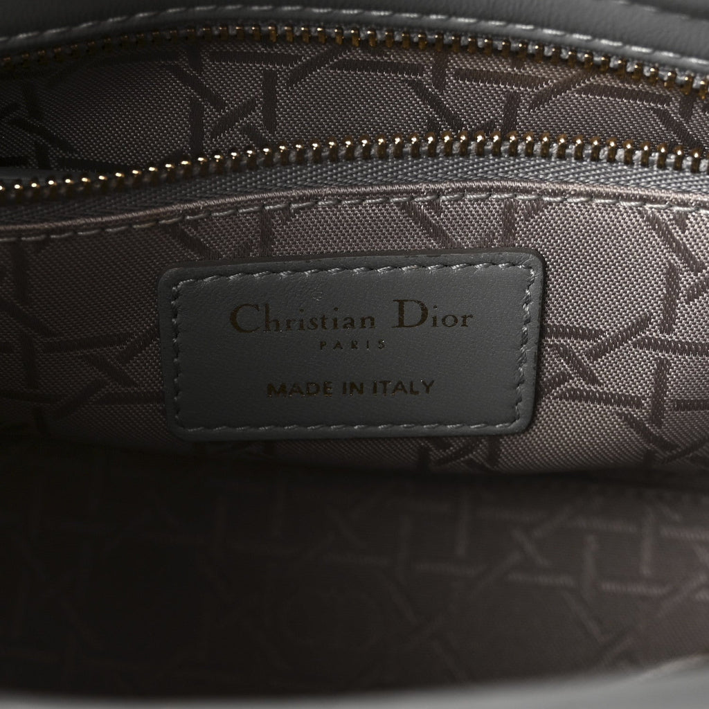 Christian Dior Lambskin Cannage Small My Lucky Badges My Lady Dior Grey