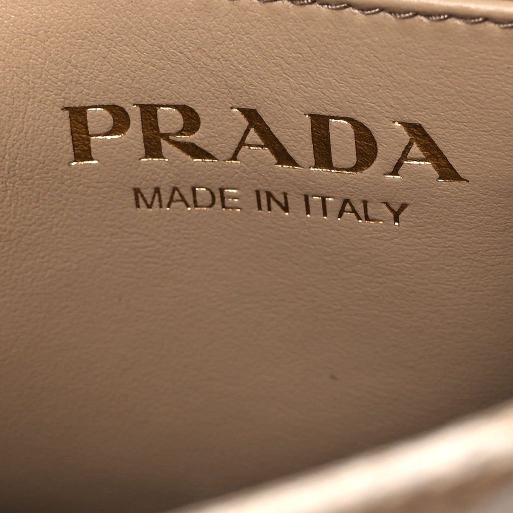 Prada Jacquard Saffiano Triangolo Symbole Embroidered Micro Tote Corda Talco