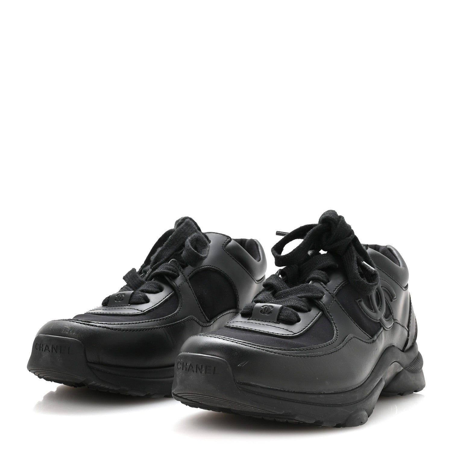 Calfskin Lambskin CC Uniform Sneakers 40 Black