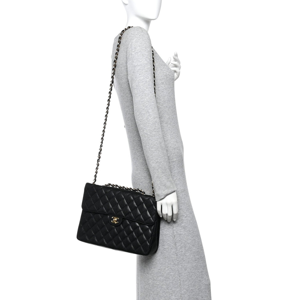 Chanel Caviar Jumbo Single Flap Black