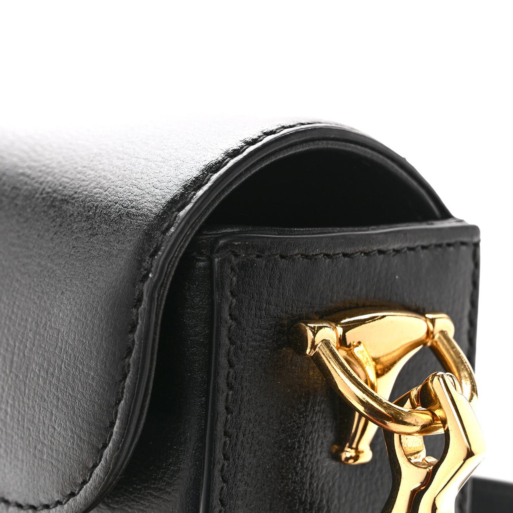 Gucci Azalea Calfskin Small Horsebit 1955 Chain Shoulder Bag Black