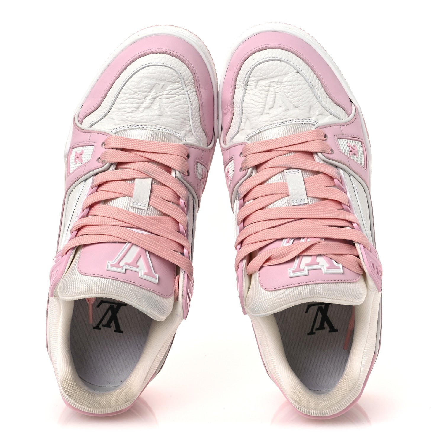Louis Vuitton Calfskin Monogram Womens LV Trainer Sneakers 36.5 Light Pink