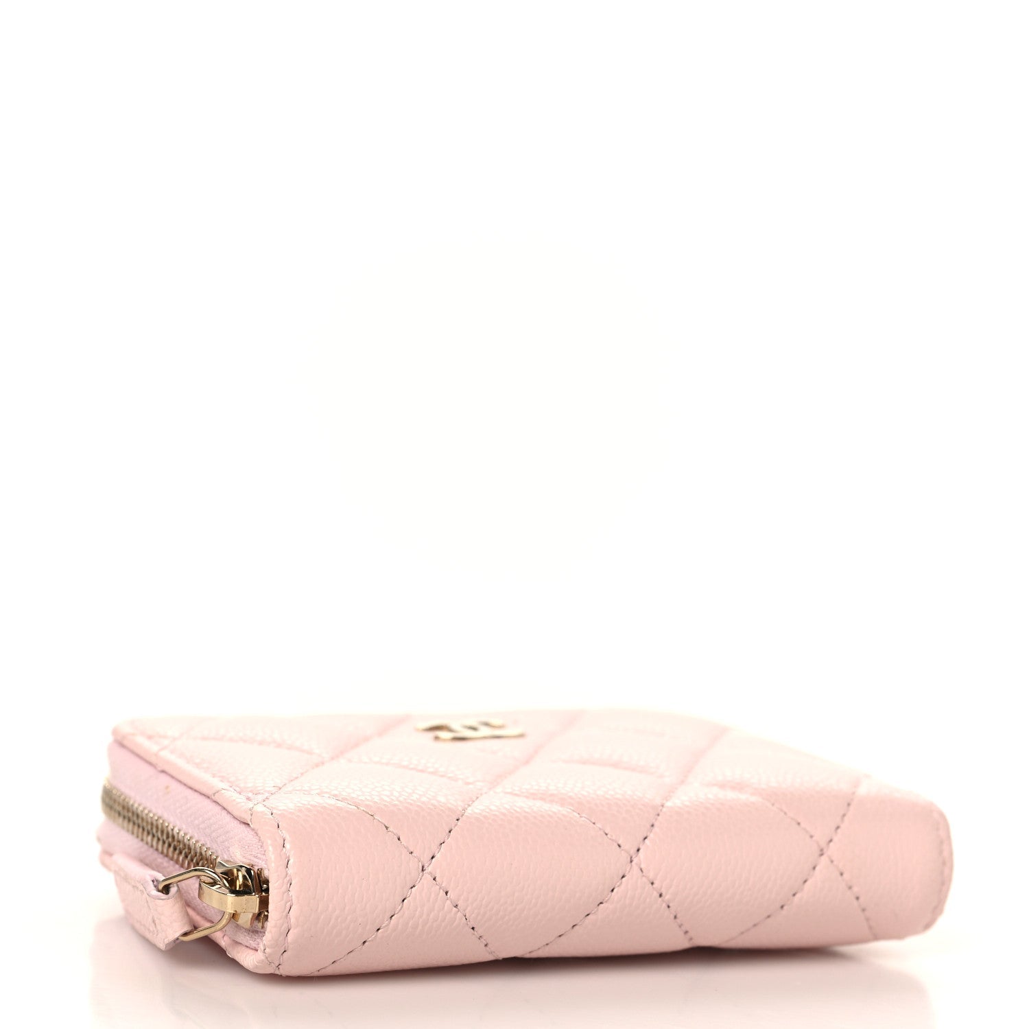 Caviar Quilted Zip Coin Purse Wallet Light Pink