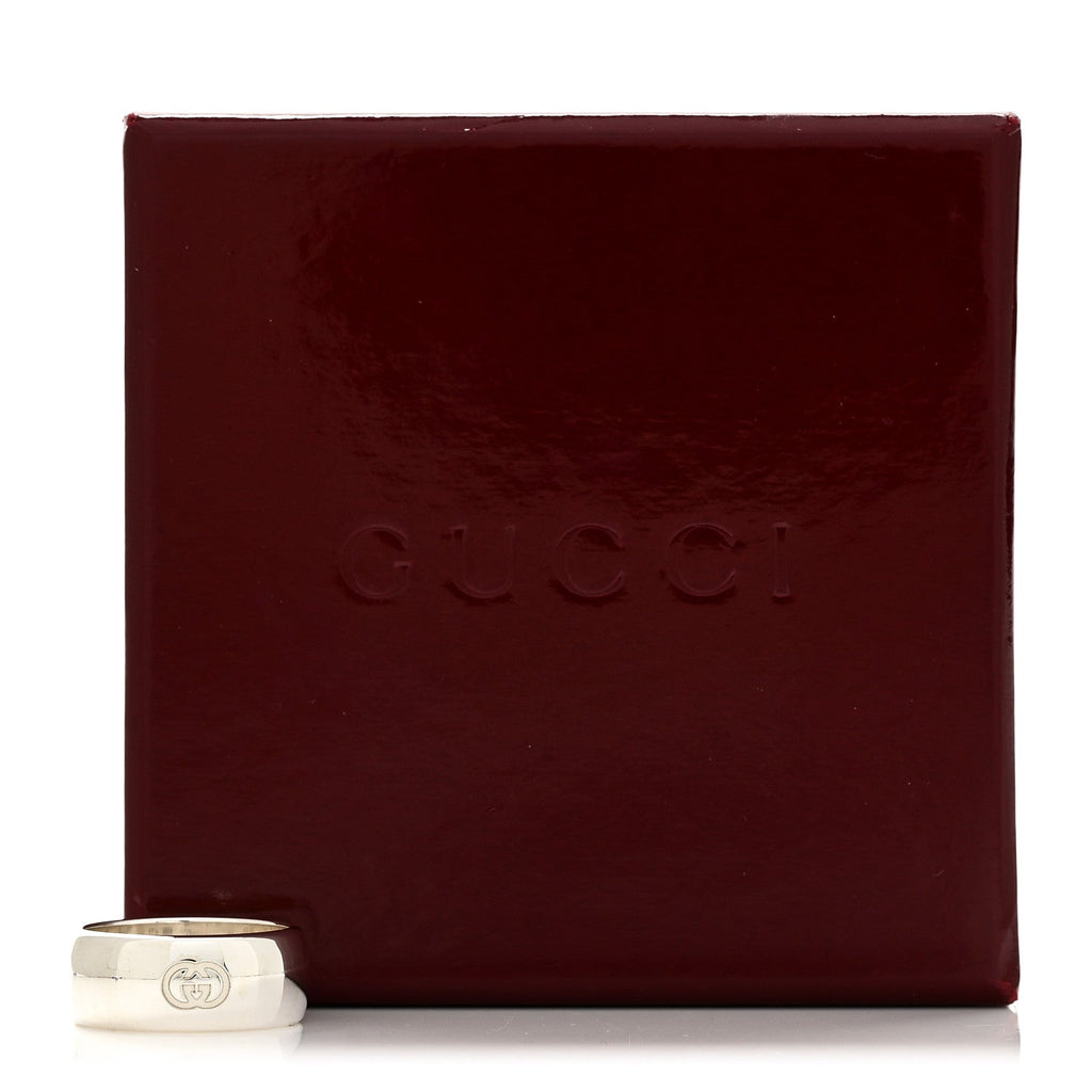 Gucci Sterling Silver Blind for Love Band Wide Ring 60 9