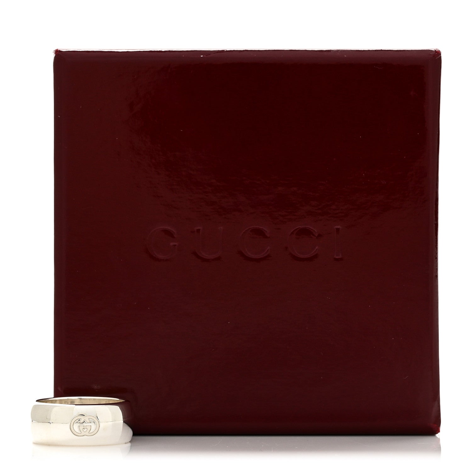 Gucci Sterling Silver Blind for Love Band Wide Ring 60 9