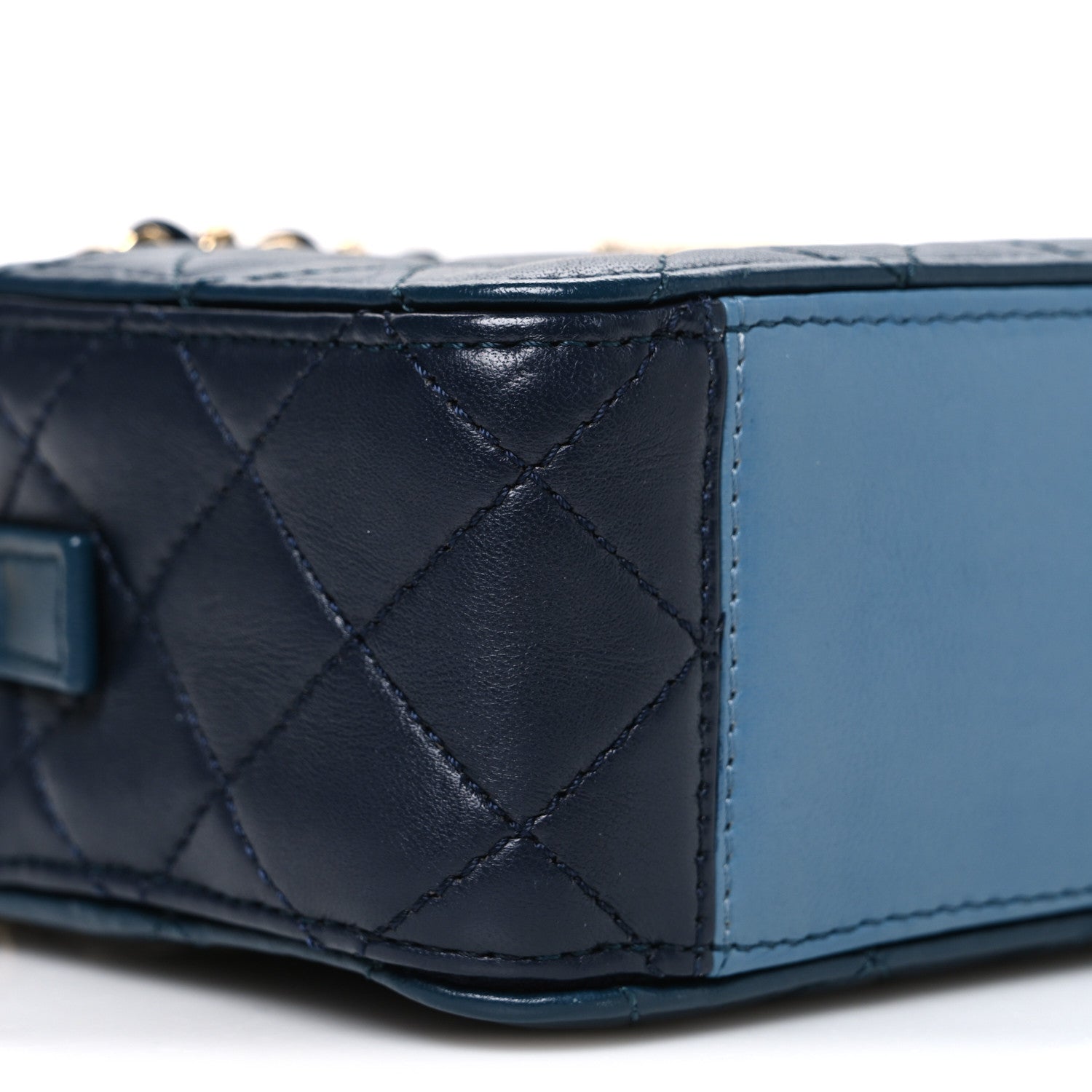 Chanel Lambskin Quilted Small In & Out Camera Case Navy Light Blue