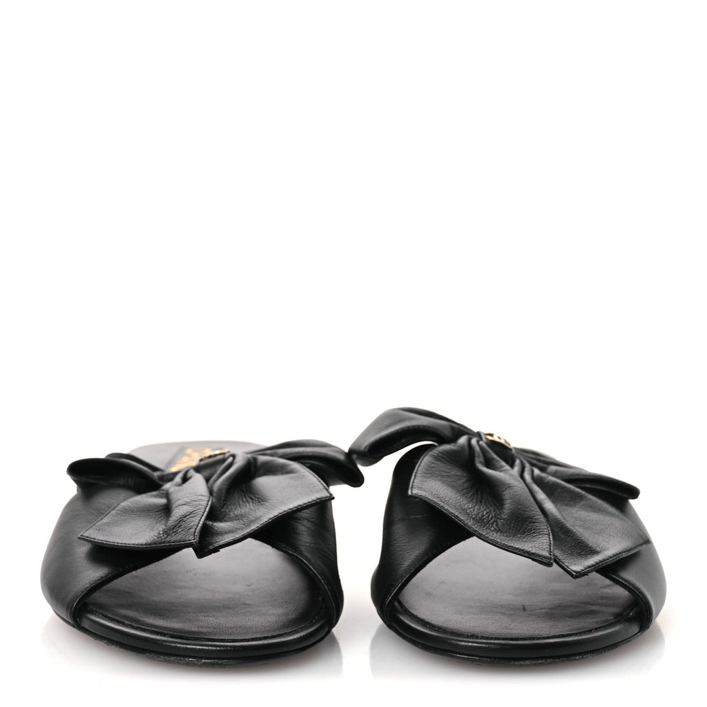Lambskin Bow CC Mules 39.5 Black