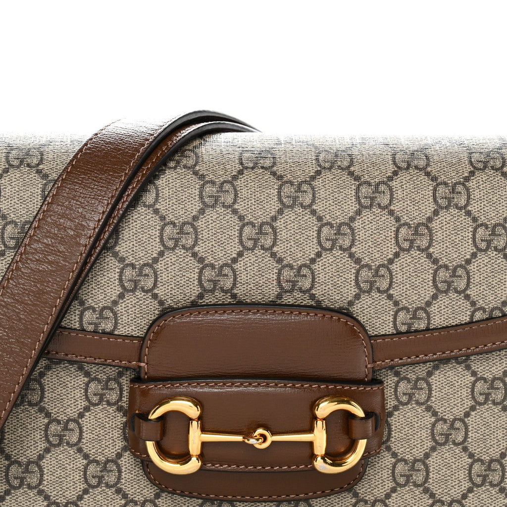 Gucci GG Supreme Monogram Horsebit 1955 Shoulder Bag Beige Brown Sugar
