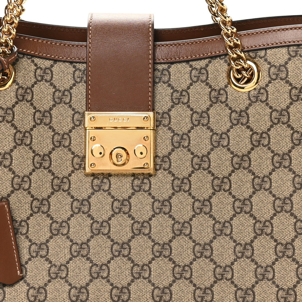 Gucci GG Supreme Monogram Medium Padlock Tote Beige Cuir