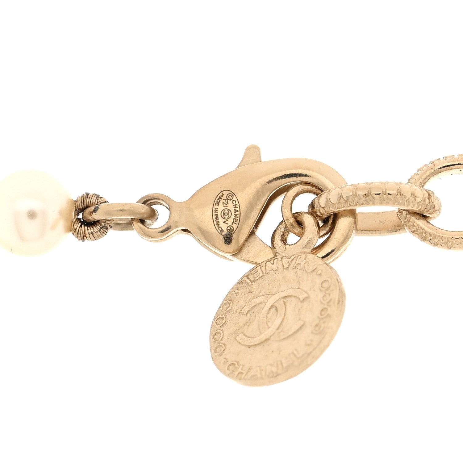 Pearl CC 100th Anniversary Necklace Light Gold