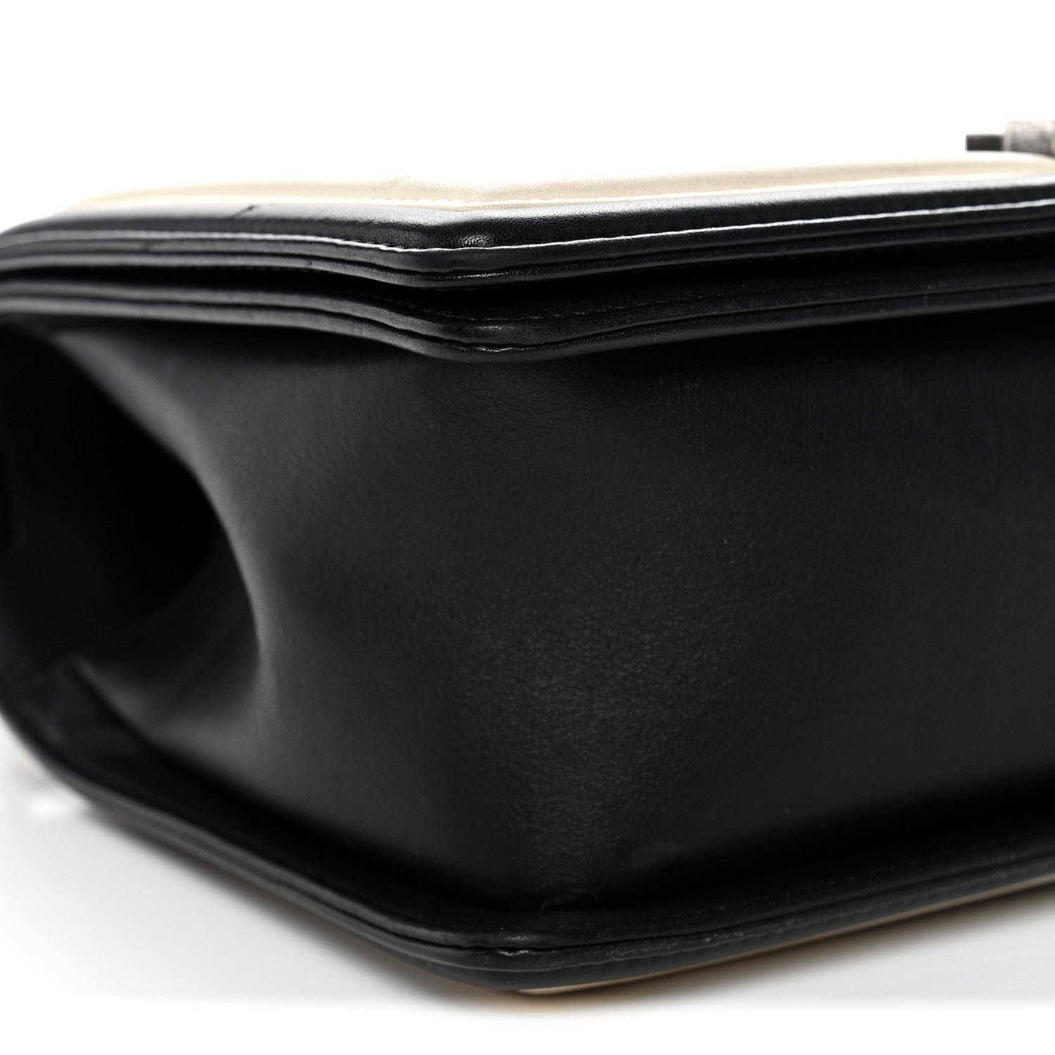 Chanel Calfskin Pleated Medium Boy In Rome Flap Black White