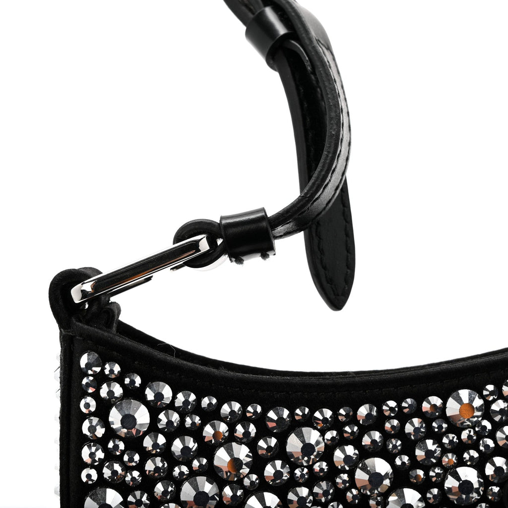 Prada Satin Crystal Cleo Adjustable Strap Shoulder Bag Metal