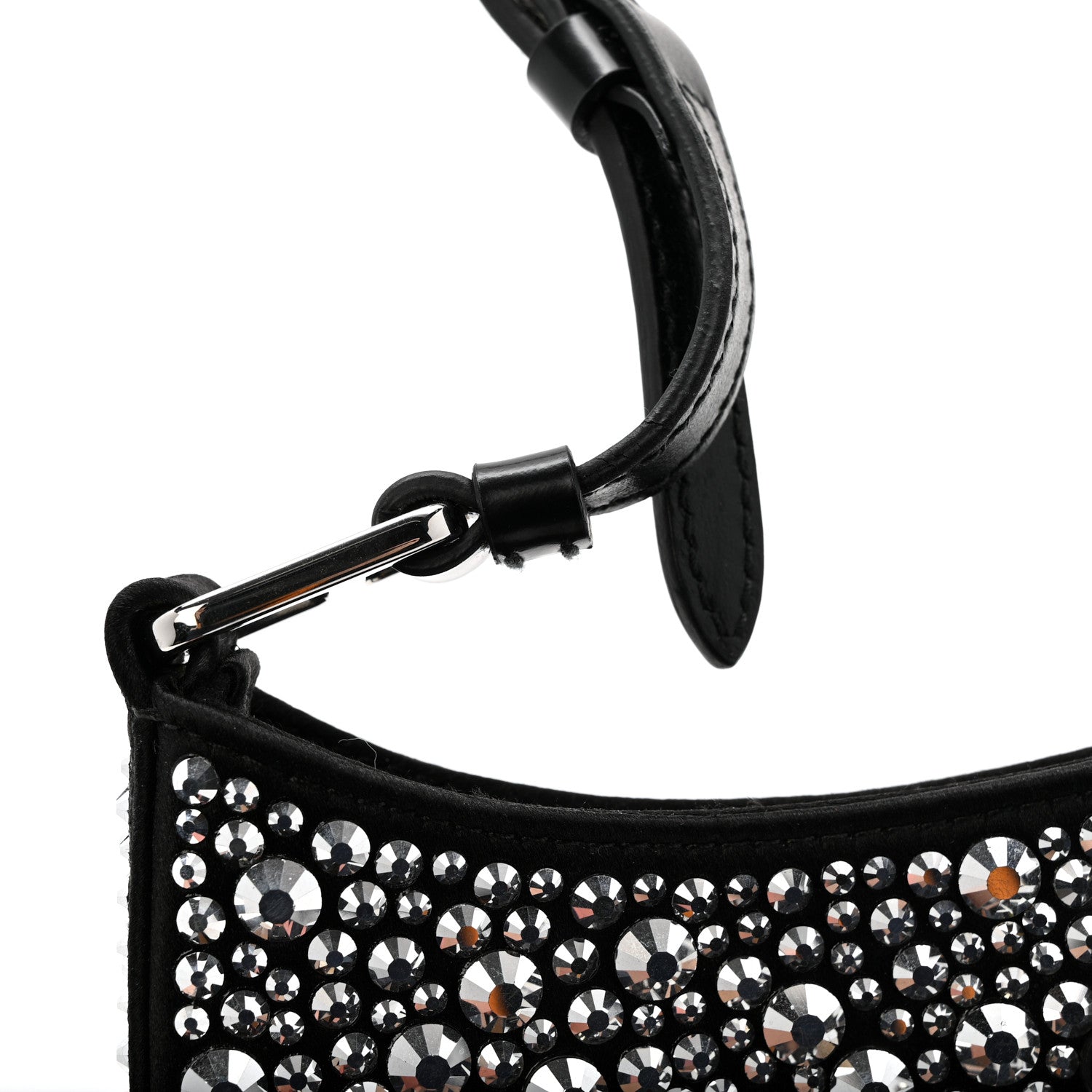Prada Satin Crystal Cleo Adjustable Strap Shoulder Bag Metal