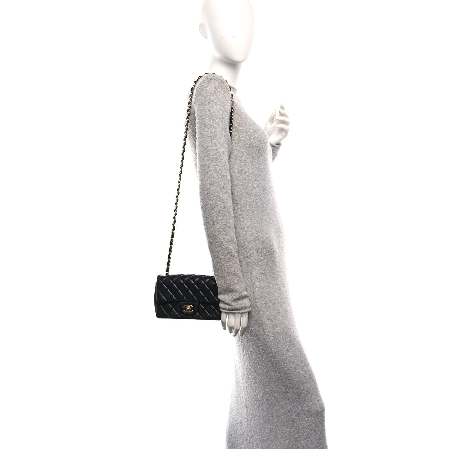 Chanel Lambskin Quilted Mini Rectangular Flap Black