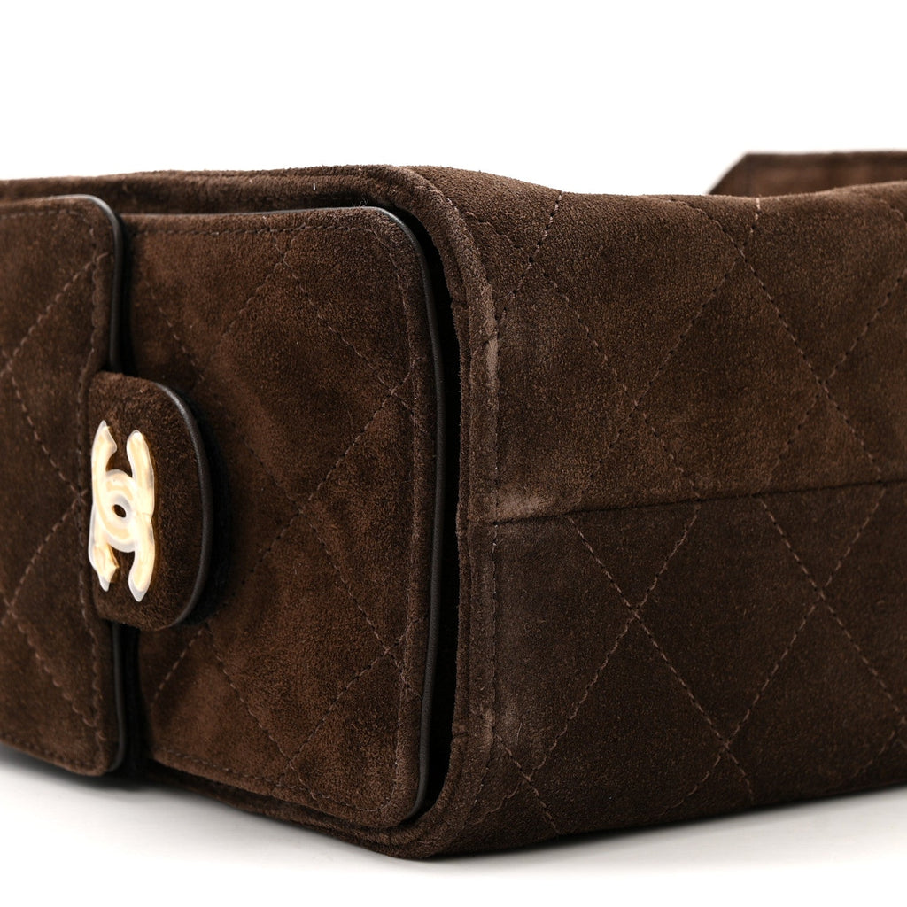 Chanel Suede Quilted Mini Chanel 25 Handbag Dark Brown