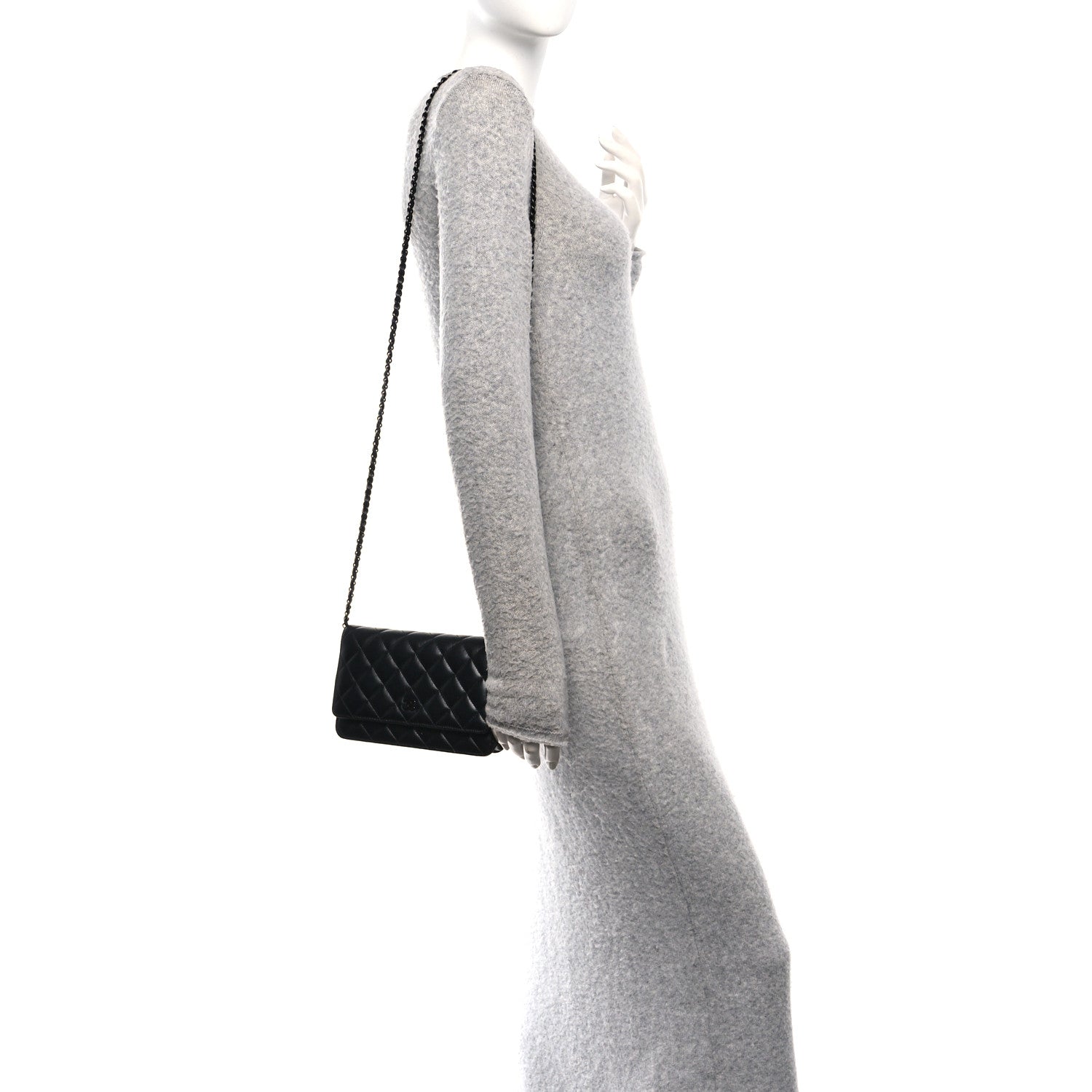 Chanel Lambskin Quilted Wallet On Chain WOC So Black