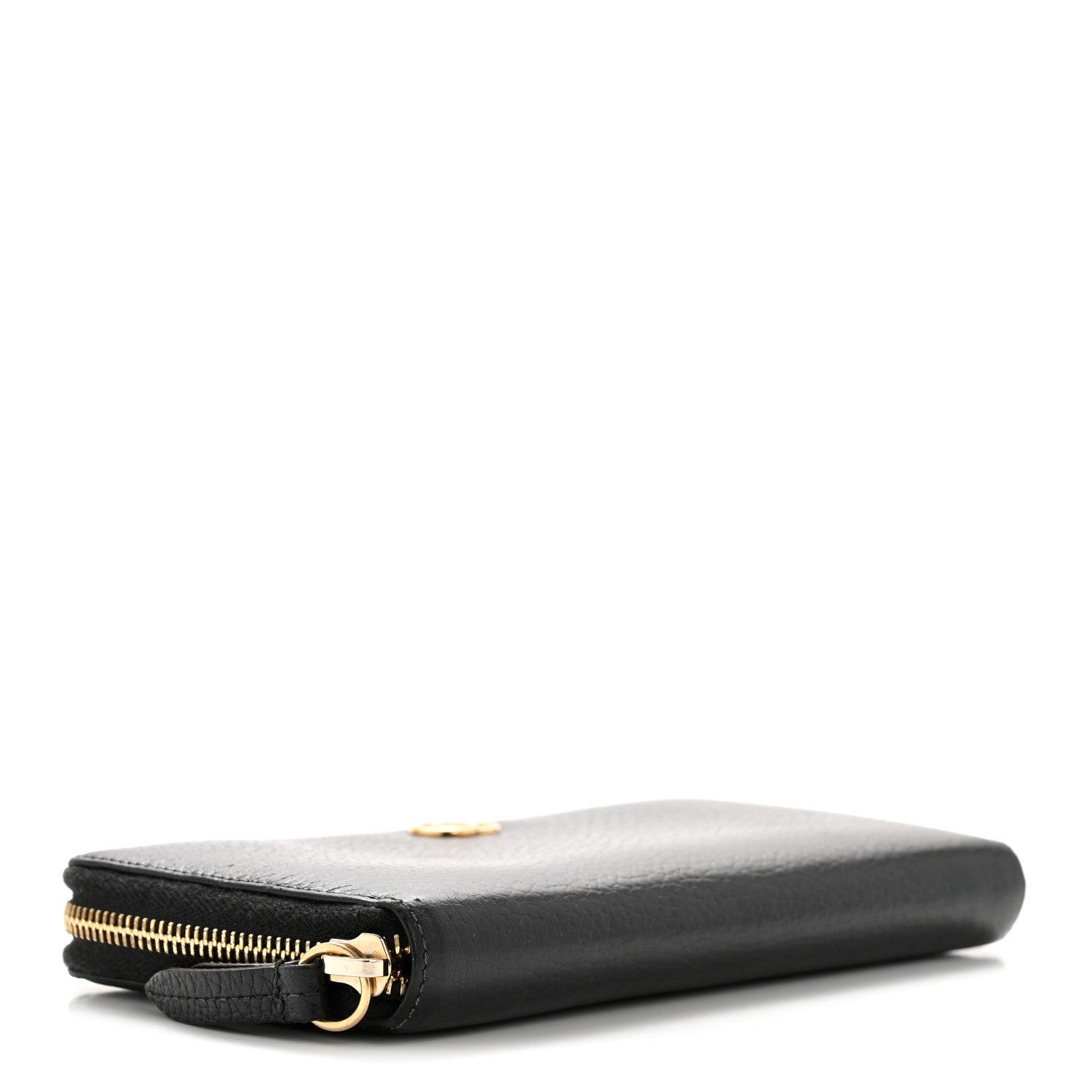 Gucci Dollar Calfskin GG Marmont Zip Around Wallet Black