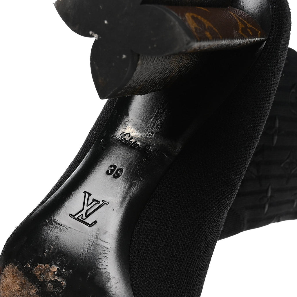 Louis Vuitton Monogram Stretch Fabric Silhouette Ankle Boots 39 Black