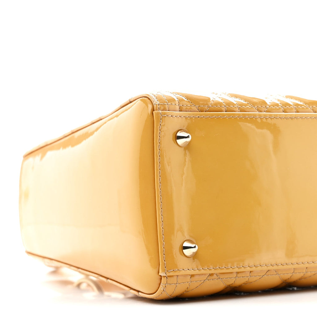Christian Dior Patent Cannage Medium Lady Dior Dark Beige